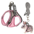 Rabbit Harness and Leash Set, Breathable Pet Vest, Bunny Harness with Reflective Strips, Soft Mesh for Small Kitten, Puppy, Rabbit and Small Animals(Pink)