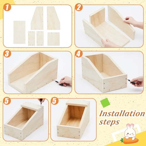 2 Pack Wooden Bunny Nesting Box 14x8x8 Inch Safe Birthing Hideout for Rabbit Doe & Newborn Kits, Nesting Box for Breeding,Small Animal Habitat for Hutch & Cage - size: 14x8x8 Inch