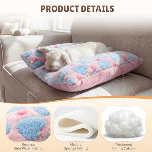 16.5 X 18in Removable and Washable Soft Rabbit Bed, Thickened and Softer Bunny Bed, Double-Sided Plush Rabbit Beds,Rabbits Concave Bed,Small Beds for Animals Indoor - color: Pink - Star