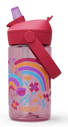 CamelBak Thrive Flip Straw Kids Water Bottle with Bite Valve, Tritan Renew Design for School and Travel, 14oz, Rainbow Floral - color: Rainbow Floral