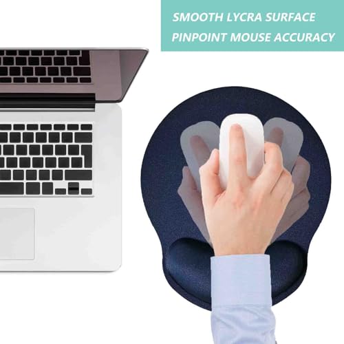 Mouse Pad with Wrist Support, Ergonomic Mouse Pad with Memory Foam Wrist Rest Cushion, Non-Slip Rubber Base Gaming Mice Pad for Home Office Computer Laptop, Navy Blue - color: Navy blue