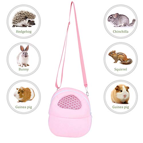 Pet Dog Carrier Bags,Portable African Hedgehog Hamster Breathable Bags,Handbags,Puppy Cat Travel Backpack(S Size:17x12cm/6.7x4.7inch) - color: White Mesh - Pink, size: Small