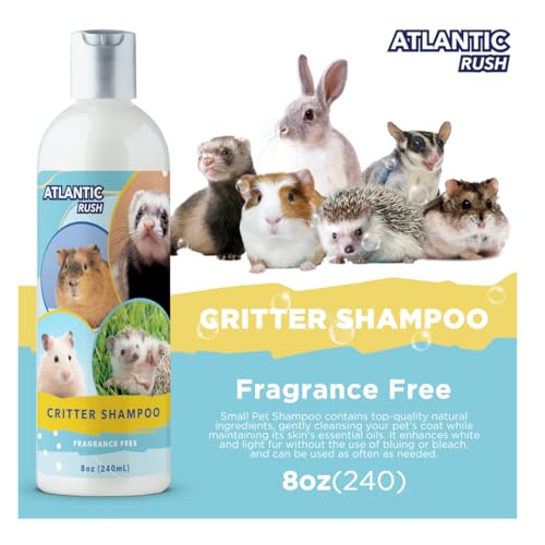 Small Critter Shampoo Bundle - 8oz Fragrance Free & 8oz No Rinse Shampoo for Ferrets, Guinea Pigs, Hedgehogs, Sugar Gliders, Rabbits & Hamsters - Small Animal Complete Bathing Set