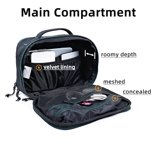 Accessories Bag & Tech Pouch | Organizer for Cables, Electronics & Everyday Essentials, Water-Repellent, Dual-Sided Padded - color: Black Stealth