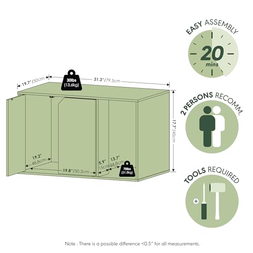 Furinno Peli Litter Box Enclosure, Solid White | Side Entrance, Hidden Litter Box Furniture, Wooden Pet House, Easy Assembly, for Living Room - color: Solid White, size: Large