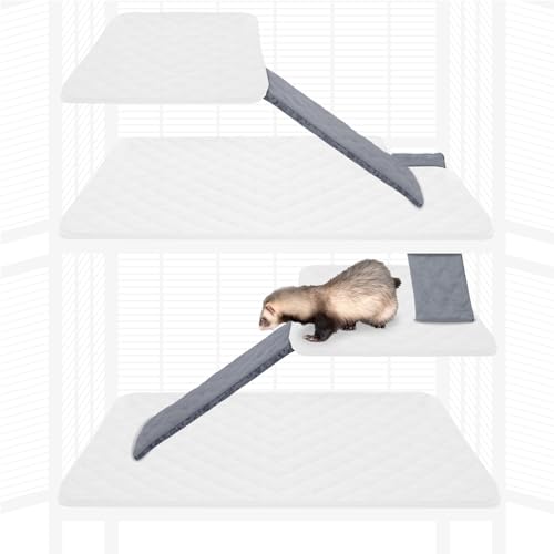 Paw Inspired Fleece Ramp Covers for Critter Nation Cage, Green, 3 Count | Fitted Ladder Liners for Ferret Nation/Critter Nation Cage, For Ferrets, Rats, Chinchillas, Hedgehogs, Small Animals, Pets - color: Gray, size: Ramp Cover - 3 Pack