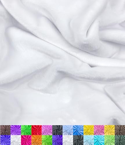 Barcelonetta | Minky Fabric | Plush, Super Soft, Cuddle | Solid Minky | by The Yard | 60" Wide | Baby Blanket, Change Station Cover, Pillow, Scarf, Beanie (White, 1 Yard) - color: White, size: 1 Yard
