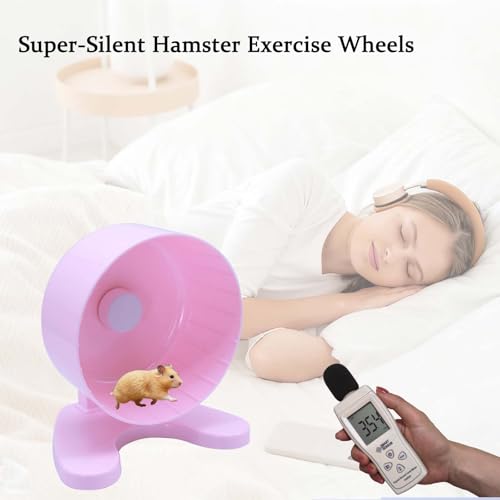 6.5" Hamster Exercise Wheel with Drinking Bottle, Hamster Exercise Wheel for Gerbils, Syrian & Dwarf Hamsters, Chinchillas, Hamster Running Wheel Noiseless Spinning Design for Other Small Pets, Pink - color: Pink, size: 6.5" with Drink Bottle