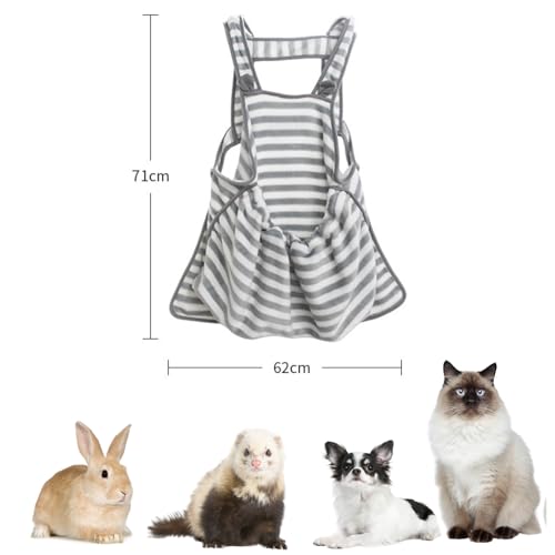 Ferret Sling Carrier - Fleece Small Pet Carrier Bag Soft Breathable Hands Free Shoulder Front Chest Apron Bonding Pouch Accompany Carrier for Small Dog Cat Ferret Rabbit (Grey)