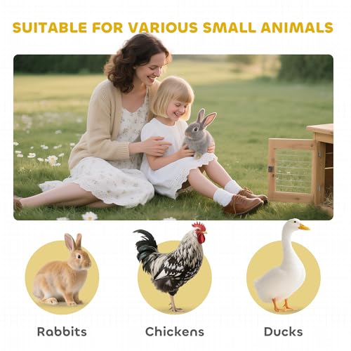 PawHut 58" Rabbit Hutch, Wooden Bunny Hutch, Guinea Pig Cage, Small Animal Enclosure with Run Area, Removable Tray, Asphalt Roof, Lockable Doors and Ramp, Dark Gray | Wooden Bunny Hutch, Guinea Pig Cage, Removable Tray, Asphalt Roof, Lockable Doors, for 1