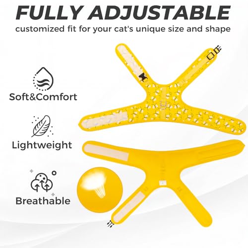 BINGPET Cat Harness and Leash Set, Escape Proof and Adjustable, Small | Step-in Vest, Lightweight Soft Breathable Mesh, Hook & Loop, Easy Control for Kittens & Small Cats Walking Travel - color: Bee, size: Small