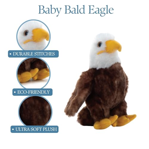 The Petting Zoo Bald Eagle Stuffed Animal Plushie, Gifts for Kids, Wild Onez Babiez Zoo Animals, Eagle Plush Toy 6 inches - color: Bald Eagle