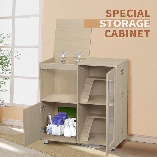 Hamster Cage Rodent Habitat with Acrylic Viewing Windows Openable Top Storage Cabinet Multi Level Wooden Home for Chinchilla Rat Gerbil Guinea Pig Feeding Play Rest Exploration Enclosure (Teak) - color: Teak