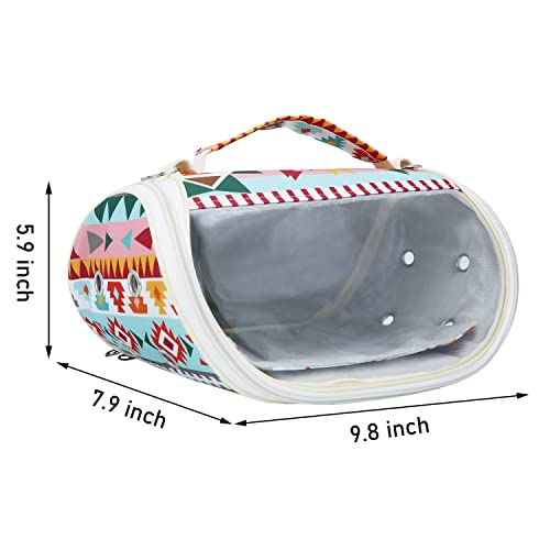 Wontee Small Pet Carrier Hamster Carrier Bag Portable Travel Carrier for Hamsters Mouse Baby Guinea Pig Hedgehog Sugar Glider Small Birds (M, Pink Ethnic) - color: Pink Pattern