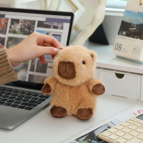 PEACH CAT Capybara Plush Cute Capibara Stuffed Animal Small Plushies Toys Gifts for Kids Brown (Squeaky) - style: Capybara