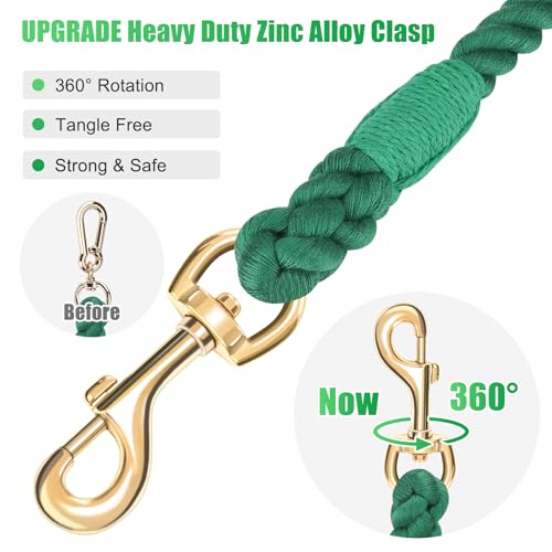 6 FT Handmade Rope Dog Leash for Small Medium and Large Dogs | Soft and Comfortable Grip, New Golden Heavy Duty Metal Clasp, Dark Green - color: Dark Green, size: 6FT x 1/2in (Pack of 1)