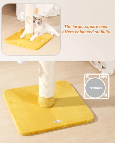Tall Cat Scratching Post with Large Bed, Thick Posts with Toys | 28" Tall For Large Cats, Easy To Clean, Cloud-Shaped Soft Perch, Removeable Cover, Stable Cat Stand, Bonus Catnip - size: 28" with Scratching Post