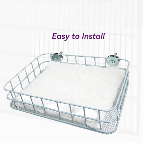 JSLZF Rat Bed, Cage Platform Accessories, Metal Ferret Hammock with Mat, Chew Proof Hanging Squirrel Ledge, Small Animal Habitat for Hamster, Sugar Glider, Blue