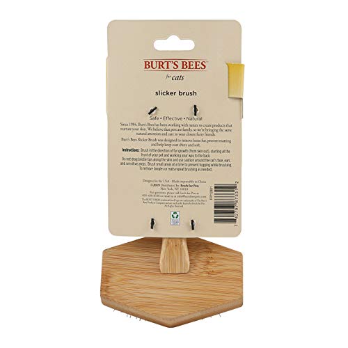 Burt's Bees for Pets Slicker Brush | Removes Loose Cat Fur, Prevents Matting | Ideal for Daily Grooming, Smooth Coat | Removes loose fur, prevents matting, ideal for daily grooming, smooth coat, gentle bristle design daily