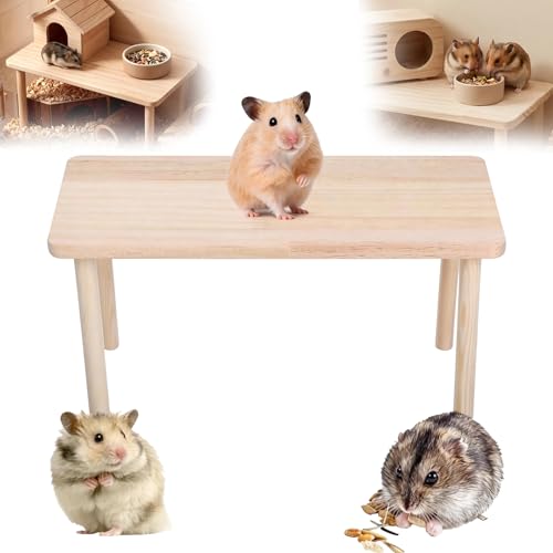 1Pcs Hamster Platform, Hamster Cage Platform, Wooden Hamster Platforms Waterproof Stand for Small Animal Habitat, Play Decor for Hamsters Squirrel Pets