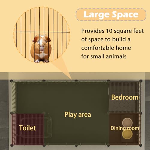 Xymoso DIY Guinea Pig Cages with Waterproof Canvas Bottom,16 Panels Small Animal Cage Pet Playpen with Door for Bunny Turtle Hedgehog,Indoor Metal Wire Yard Fence Outdoor