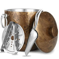 Ice Bucket with Lid, Scoop, Tongs and Strainer - Well Made Insulated Stainless Steel Keep Ice Frozen Longer - Ideal for Cocktail Bar, Parties, Chilling Wine, Champagne - 3 Liter (Teakwood) - color: Teakwood