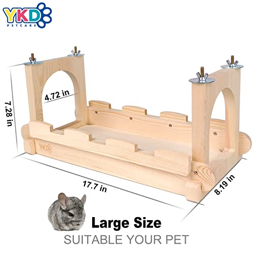 YKD Chinchilla Wood Suspension Bridge and 3Pcs Chinchilla Wooden Platform Bundle Suit