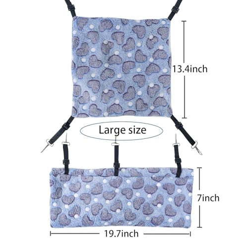 Guinea Pig Ferret Rat Adjustable Hammock Toy Small Animal Cage Accessories Hideout Tunnel & Bunkbed Hammock for Rat Ferret Guinea Pig Hamster Sugar Glider Chinchilla, 1.Purple Hammock Set