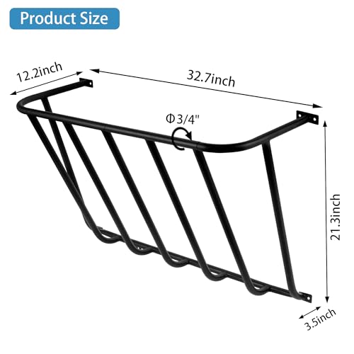Hay Feeder Goat, 32.68 x 21.26 x 12.2 Multiple Sided Goat Hay Rack Suitable for Farms, Stables, Heavy Duty Galvanized Metal Wall Hay Rack for Sheep Horses, etc - size: 32.68 INCH