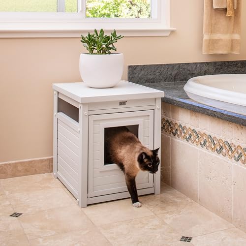 New Age Pet ECOFLEX Litter Loo Standard & Jumbo Sizes, 4 Colors, Moisture and Odor Resistant Enclosure & End Table, No‑Tools Assembly, 10 Year Warranty, Antique White, Standard - color: Antique White, size: Standard