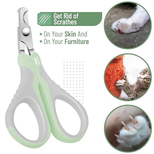 Mr. Pen- Cat Nail Clipper, Stainless Steel | Professional Sharp Cat Claw Trimmer for Small and Medium Cats, Pet Nail Clipper with Sturdy Non Slip Handle - color: Grey/Tea Green