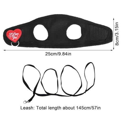 Ferret Harness and Leash Set, Adjustable Leopard Print Leash for Small Pets Including Ferrets Guinea Pigs Rabbits Bunny Hamsters and Kittens (Black)