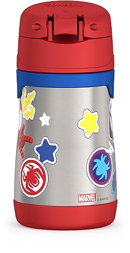 THERMOS Vacuum Insulated Stainless Steel 10oz Straw Bottle, Spidey and His Amazing (Pack of 3) - color: Spidey and His Amazing, size: 10 Ounces (Pack of 3)