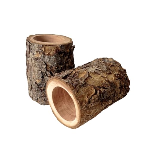 3PCS Natural Apple Wooden Hamster Mouse Tunnel Tube Toy, Hamster Hideout for Hamsters Mouse Gerbils Mice Rat, Cage Accessories for Hiding and Resting