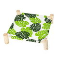 Patas Lague Cat Hammock Bed Small Eleveted Dog Bed 19x19 in Monstera Leaf | Brethable Wooden Pet Bed, Cooling Rabbit Cot, Outdoor Cat Furniture For Summer - color: Monstera Leaf