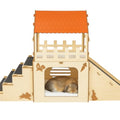 OtterPets Extra Large Bunny Hideout, Wooden Rabbit Castle with Fleece Mats | Pet-safe wood joints (no rubber bands), rabbit hideout made of safe wood, bunny house indoor; chinchilla and guinea pig safe - color: Pet Safe Wood Joints