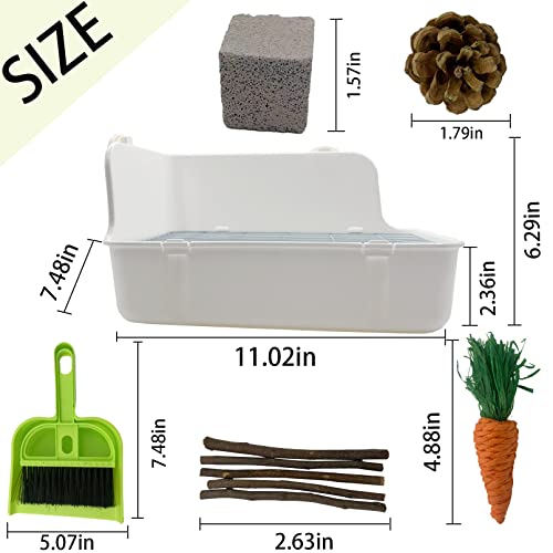 11Pcs Rabbit Litter Box Toilet,Bunny Corner Litter Bedding Plastic Square Grate Guinea Pig Bunny Ferret Hamster Hedgehog, Potty Trainer Bedding Box for Guinea Pig Ferret Hamster Hedgehog (White) - color: White