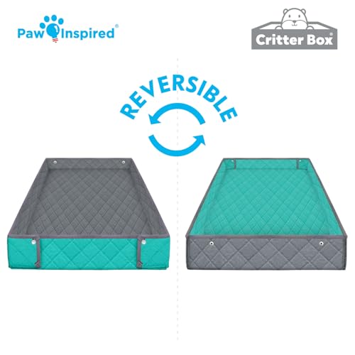 Paw Inspired Reversible Critter Box, C&C 2x4 (12-Inch Grids), Gray/Green | Washable Fleece Cage Liner, Raised Sides, Bedding for Guinea Pigs Rabbits, Hamsters, Small Animals, Edge Protected Pee Pads - color: Gray/Green, size: 2x4 (12" Grids)