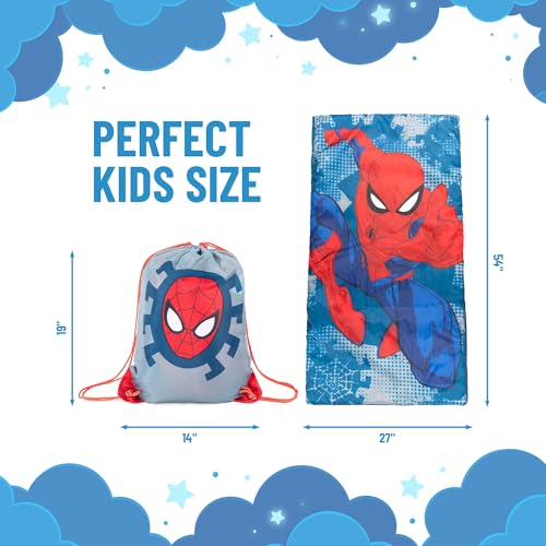 Jay Franco Marvel Spiderman Spidey Dots Slumber Sack - Cozy & Warm Kids Lightweight Slumber Bag/Sleeping Bag - color: Blue - Spiderman