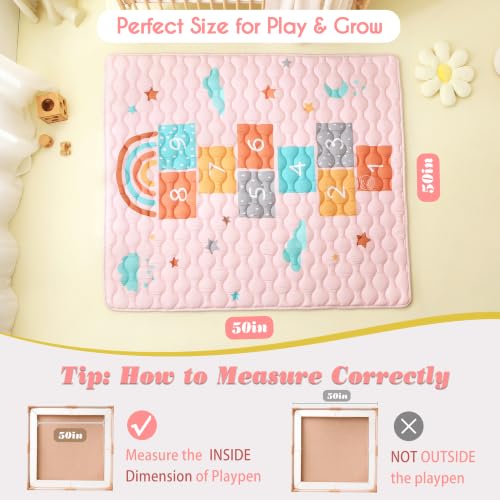 Viviland Baby Mats for Floor, 71x59 Inch Playpen Mat, Thicker & Large Soft Playmat for Baby and Toddlers Infants, Non-Slip & Machine Washable, Cloud Hopscotch - color: Cloud Hopscotch, size: 71" X 59"