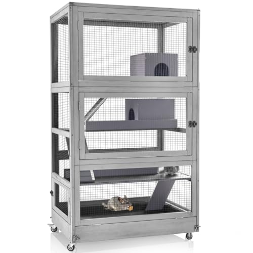 GUTINNEEN Large Ferret Cage Rat Cage 4 Levels Small Animal Cage for Chinchilla, Hedgehogs, Squirrel, Chameleon, Lizard, Gerbils Anti-Chewing - size: 36.0"L x 25.0"W x 63.2"H