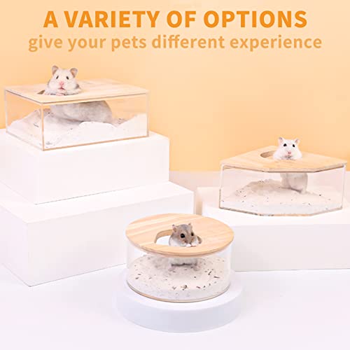 kathson Hamster Sand Bath Box Transparent Acrylic Small Animals Shower Bathtub Guinea Pigs Digging Sand Container Cage Accessories for Lemmings Gerbil Mice Hedgehog Chinchilla (Rectangle) - size: Large - Rectangle