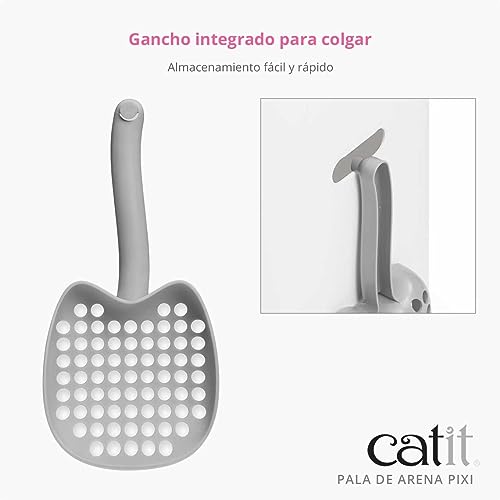 Catit PIXI Cat Litter Scoop, Grey | Ergonomic Cat Litter Scooper with Efficient Sifting Design, Durable & Easy to Clean