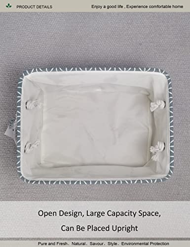 Rectangular Thick Collapsible Grey Chevron Storage Bin | Sturdy Thick linen EVA fabric,soft cotton rope handles, large chevron print for bedroom, closet, bathroom supplies - color: REC Thick Grey point