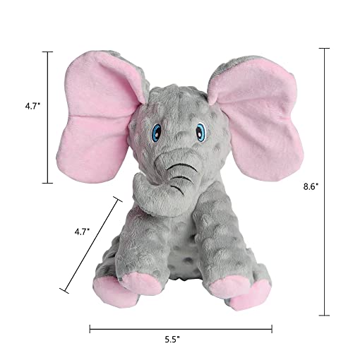 DODODOLA Dog Toys Puppy Toys Cute Squeaky Elephant Dog Toy with Crinkle Paper Stuffed Plush Animal to Keep Them Busy for Small Medium Large Dogs - color: Gray Elephant