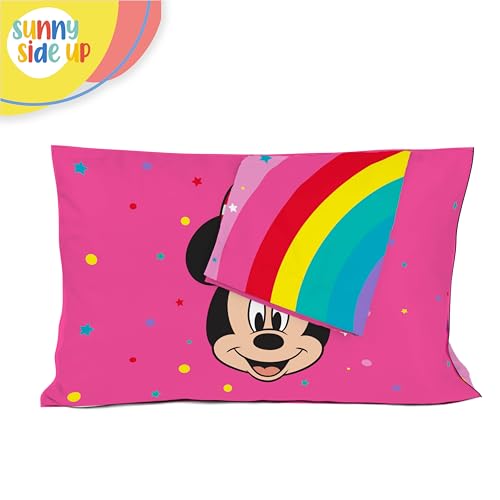 Disney Minnie Mouse Kids Pillowcases 2 Pack, Standard Size 20x30, Reversible Super Soft Microfiber Pillow Covers, Machine Washable Pink Kids Bedding - Sunny Side Up (Official Disney Product) - color: Pink - Minnie Mouse