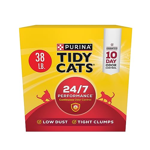 Purina Tidy Cats 24/7 Performance Clumping Cat Litter, 38 lb Box | Clean Linen scent with a slow-release deodorizer, guaranteed 10-day control - size: 38 Pound (Pack of 1)