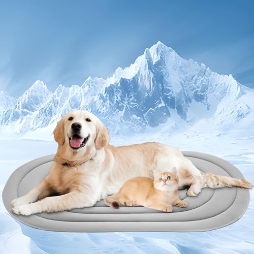 Papettly Pet Dog Cooling Mat 39“x27.5” Reversible Cooling Pad for Dogs and Cats, Comfort Ice Silk Cotton Summer Dog Bed Outdoor Indoor Washable, Ideal for Kennel Sofa Floor Car Seats - size: 39x27 IN