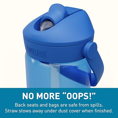 CamelBak Thrive Flip Straw Kids Water Bottle with Bite Valve, Tritan Renew Design for School and Travel, 14oz, True Blue - color: True Blue