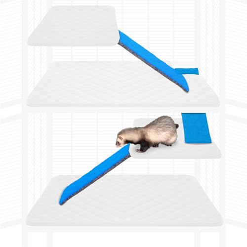 Paw Inspired Fleece Ramp Covers for Critter Nation Cage, Blue, 3 Count | Fitted Ladder Liners for Ferret Nation/Critter Nation Cage, For Ferrets, Rats, Chinchillas, Hedgehogs, Small Animals, Pets - color: Blue, size: Ramp Cover - 3 Pack